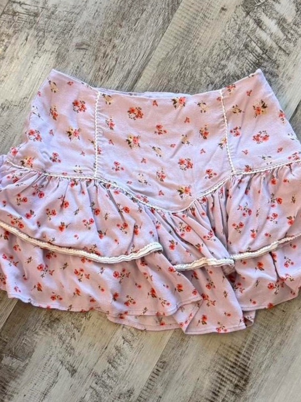 Forever 21 Light Pink Floral Ruffle Skort